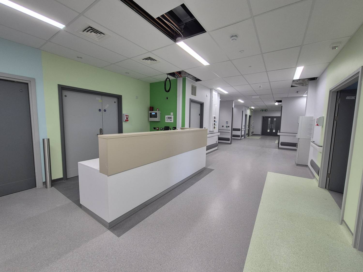Ward reception counter and corridor